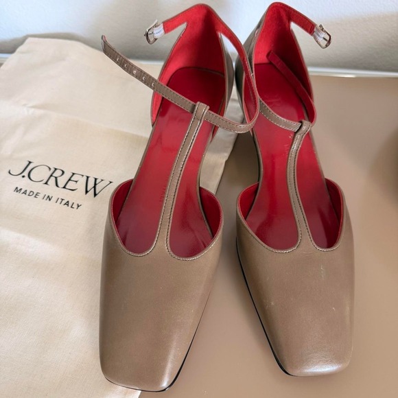 Shoes - J.Crew Made-in-Italy T-strap heels in leather tan leather T-strap heels - Size 8